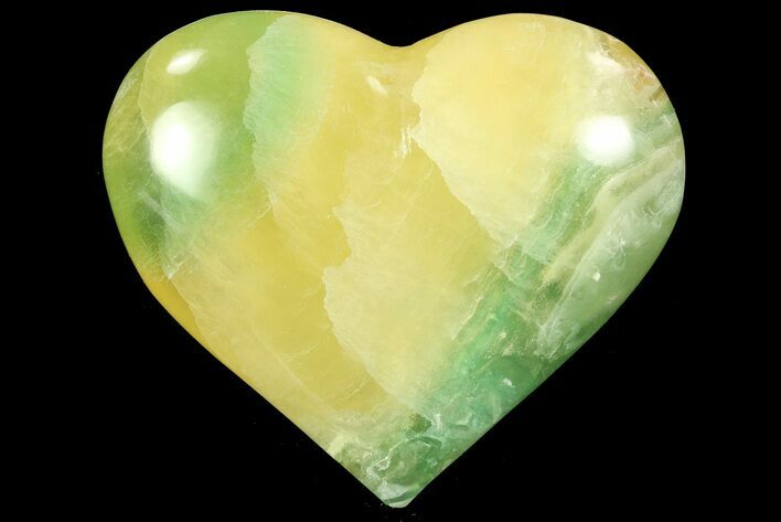Polished Yellow/Green Fluorite Heart - Argentina #84191